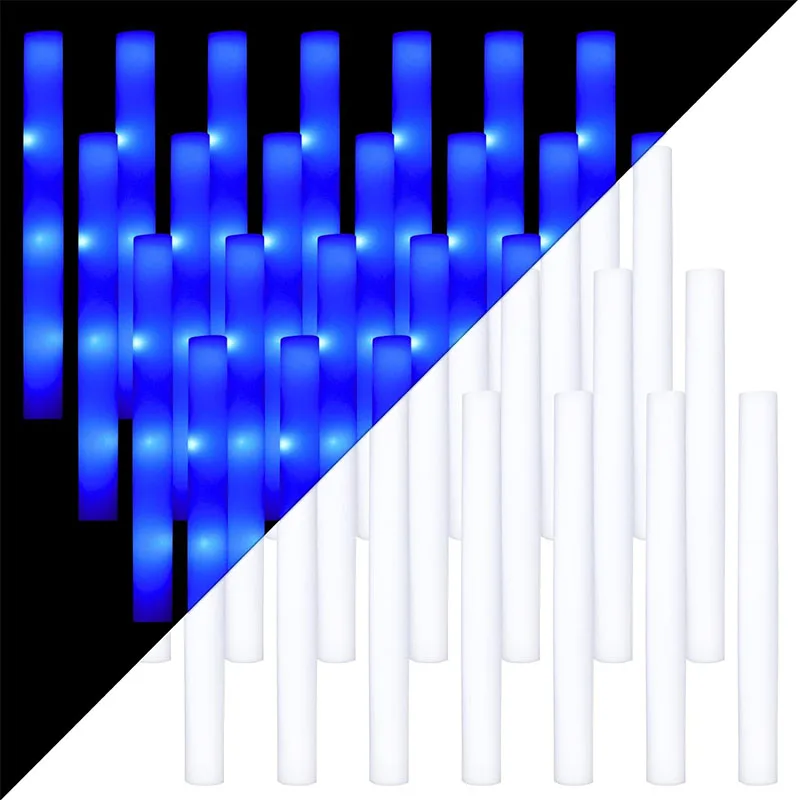 20/30pcs Led Foam Sticks Glow Sticks Blue Light Up Baton Wands LED Fluorescent Stick Glow in The Dark Party Supplies for Parties