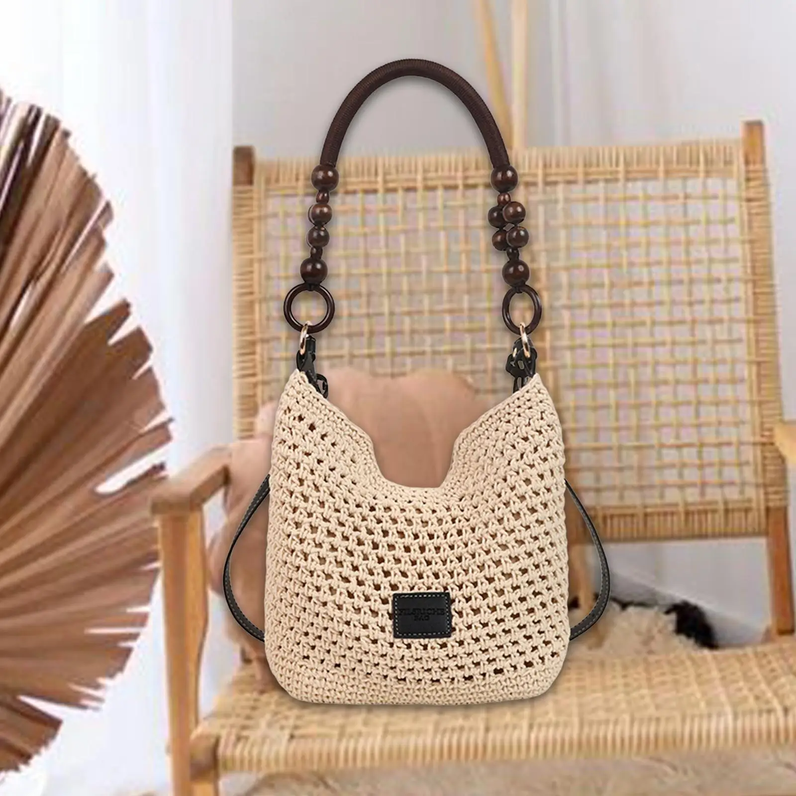 حقيبة شاطئ كروشيه حقيبة كتف كلاسيكية مجوفة للسفر اليومي