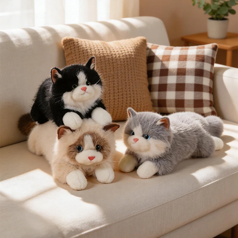 

Realistic Ragdoll Cat Plush Backpack Lifelike Stuffed Animal Doll Simulation Lying Ragdoll Cat Toys Adorable Birthday Gift