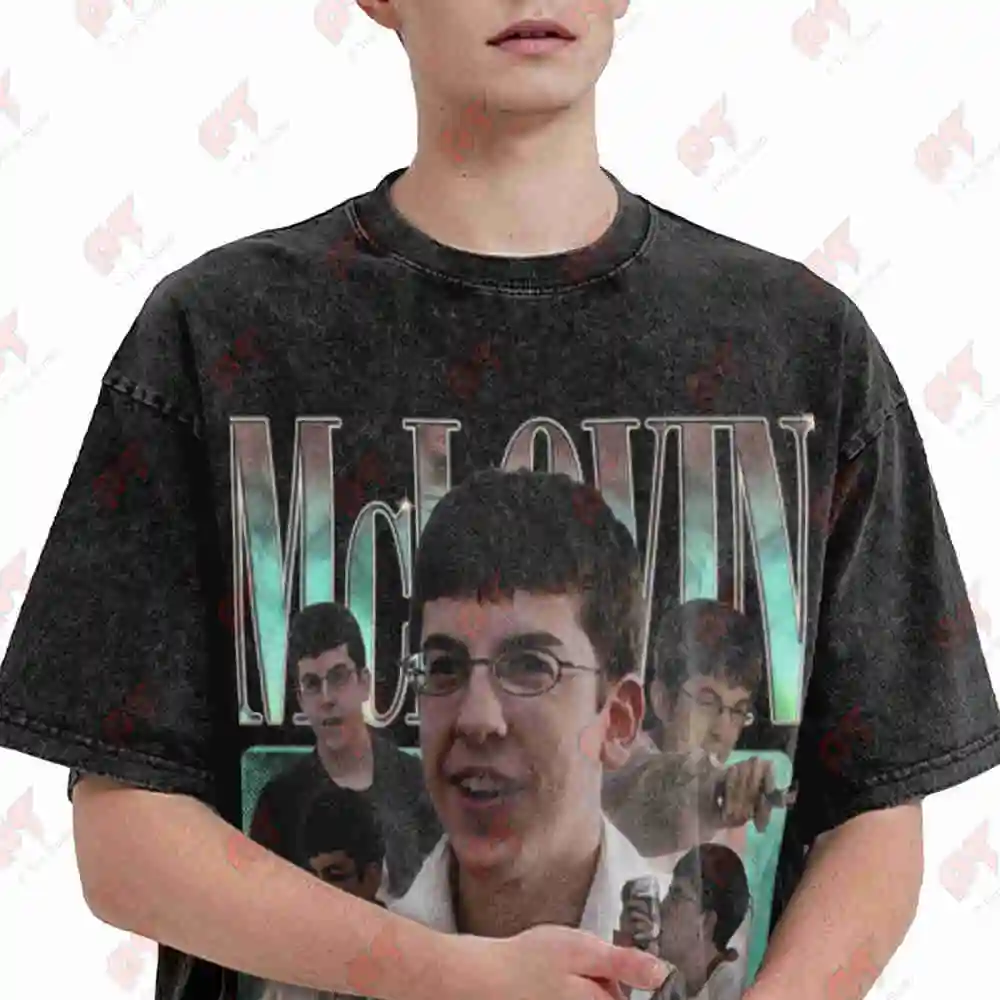 McLovin Fogell Vintage Retro Bootleg Vintage Washed Tee Pure Cotton T-Shirt