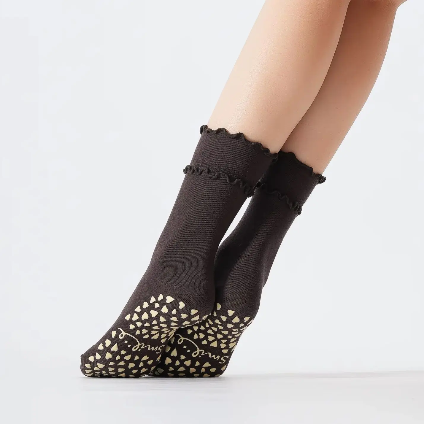 Double Lacework Design Yoga Socks Women Trend Indoor Love Silicone Anti Slip High Quality Breathable Ballet Dance Pilates Socks