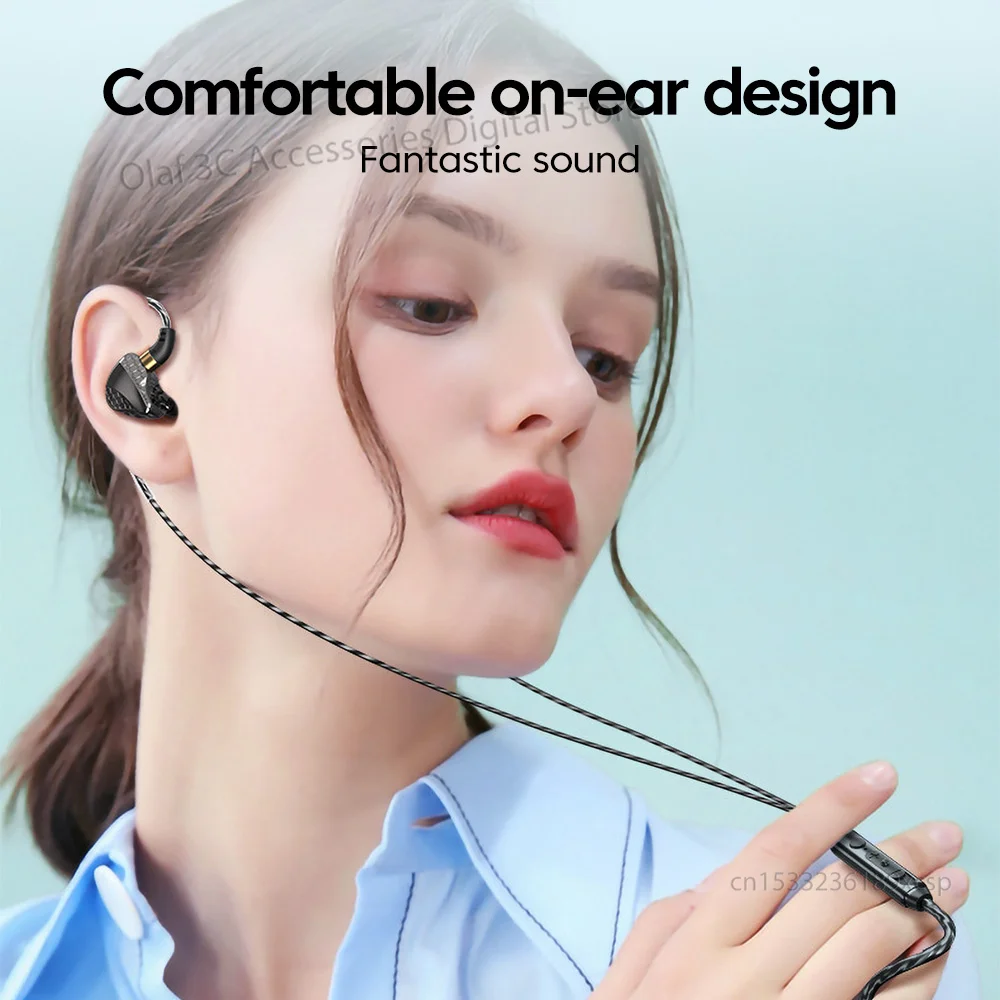 OLAF DAC ประเภท C/3.5 มม.HIFI หูฟังแบบมีสายหูฟังสเตอริโอแฮนด์ฟรีชุดหูฟัง Gamer หูฟังควบคุมสายสําหรับโทรศัพท์