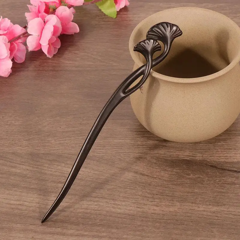 Modischer und schlichter Retro-Haarstab aus schwarzem Holz für Bräute, Haaraccessoires für Frauen, ethnischer Haarstab aus Holz, Kopfschmuck-Accessoire. – Detail 5