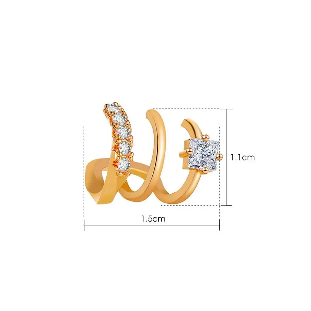 Orecchini a clip con polsino dell'orecchio con perla zircone con foro per l'orecchio Orecchini da donna con strass multistrato Clip per osso dell'orecchio Clip per orecchio in zircone Stile coreano