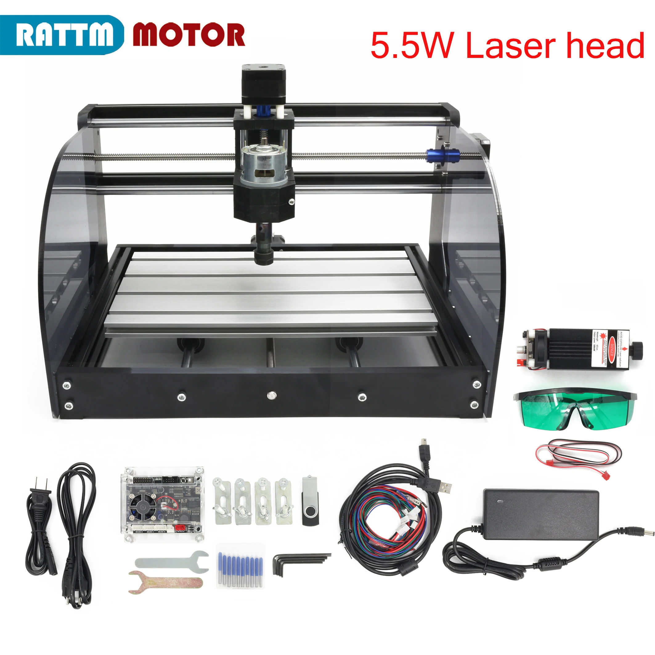 Máquina fresadora de roteador CNC GRBL de 3 eixos 3018 Pro MAX + pinça ER11 + controlador off-line