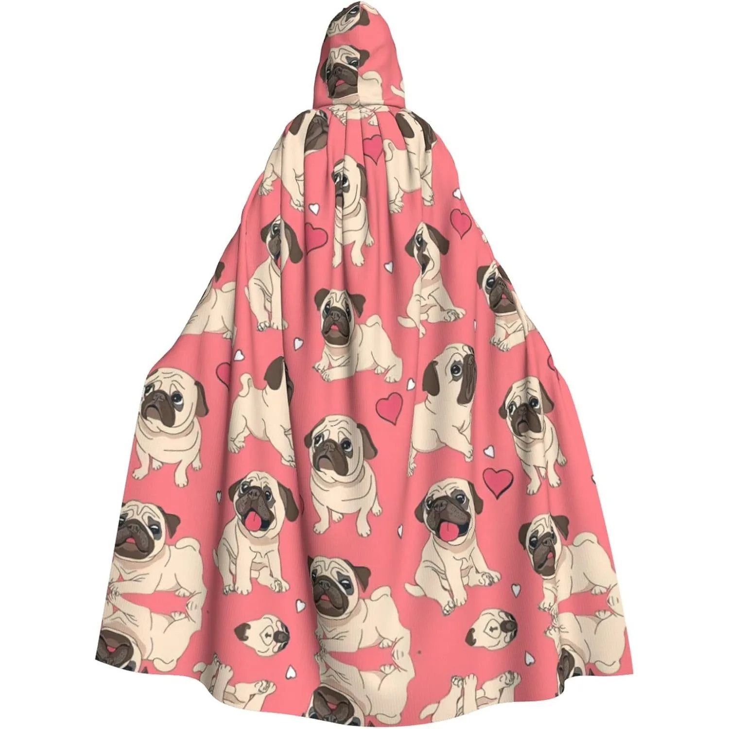 

Накидка с капюшоном для взрослых с принтом мопса, карнавальная праздничная накидка, халат для косплея, костюм для вечеринки, готический карнавал