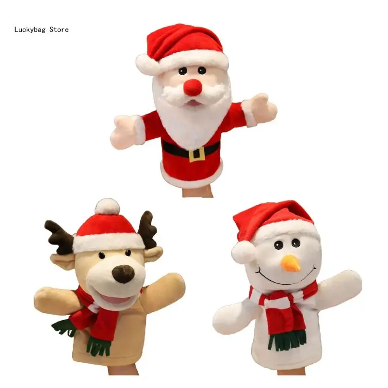 

Cartoon Children Christmas Plush Hand Puppets Parent-child Games Activities Interactive Dolls Christmas Gifts