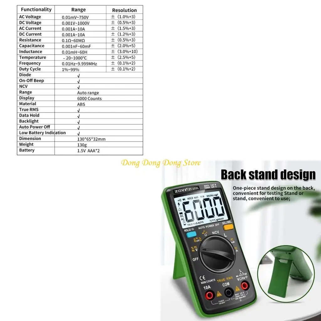 

Reliable Inductance Meter Automatic 60H Measurement Anti-buring Multimeter ABS