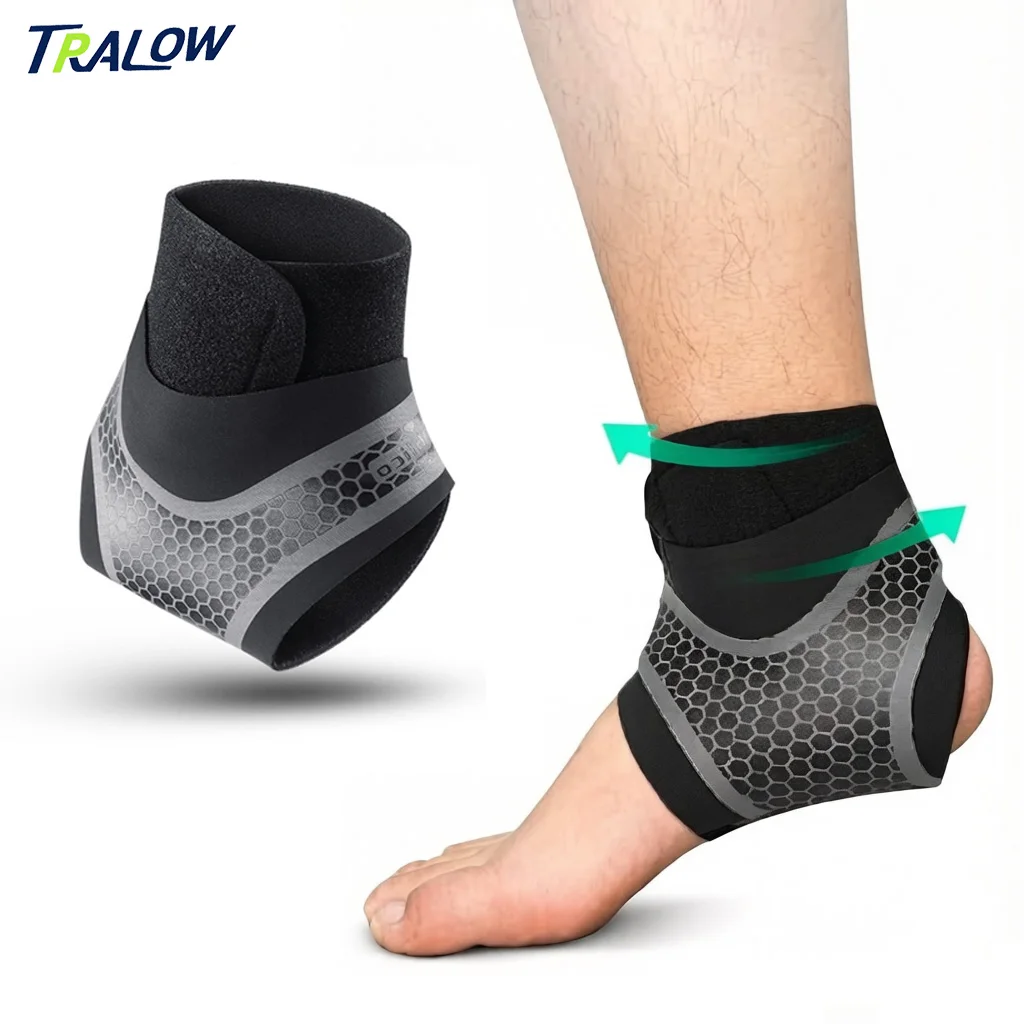 

TRALOW Adjustable Compression Ankle Support Brace Breathable Anti-Slip Anti-Sprain Ankle Sleeve for Basketball Sports Protection