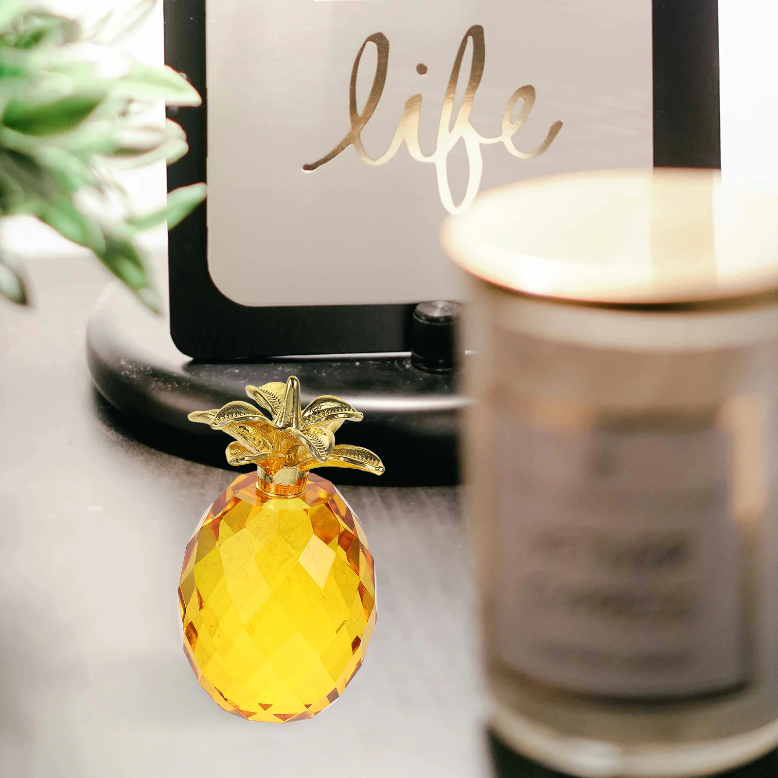 

Crystal Pineapple Ornament Desktop Break Resistant Compact Size Modern Fashion Decor Home Office Party Supplies Tabletop