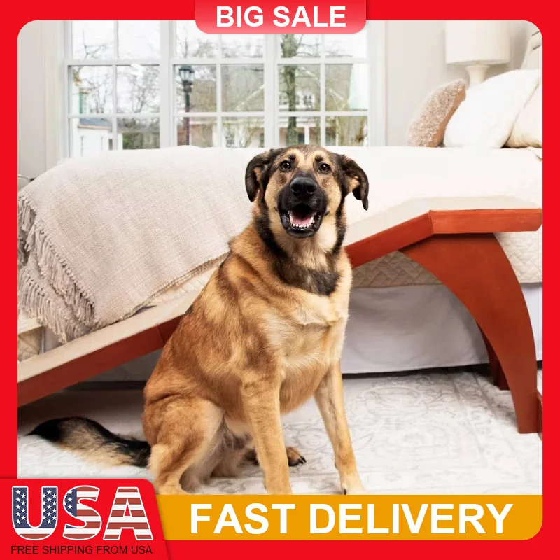 

Pet Bed Ramp for Dogs Cats Heavy Duty Carpet Non Slip 120lb Capacity 25 Inch Height Wooden Stair Steps Home Furniture