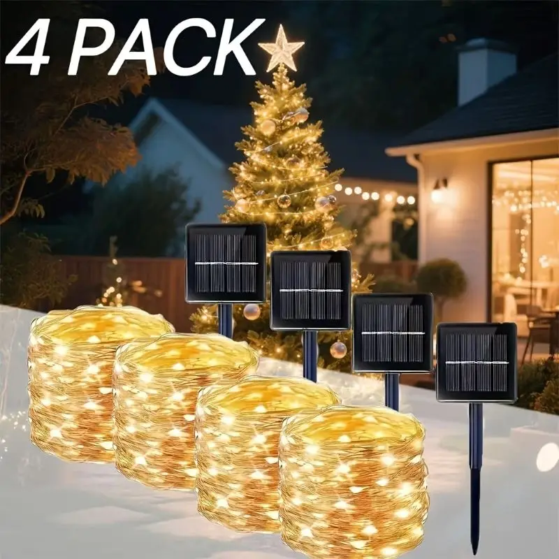 

1/2/4 Pcs Solar Outdoor Waterproof Copper Wire Lamp Suitable for Garden Lawn Balcony Wedding and Holiday Decoration