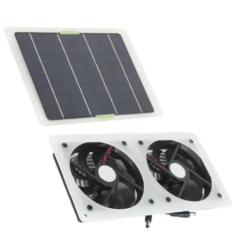 100W 12V सोलर पैनल फैन किट वाटरप्रूफ पोर्टेबल डुअल एग्जॉस्ट फैन सोलर पैनल सेट होम ग्रीनहाउस एक्सेसरीज़ 10 best sales 12v सौर - №8