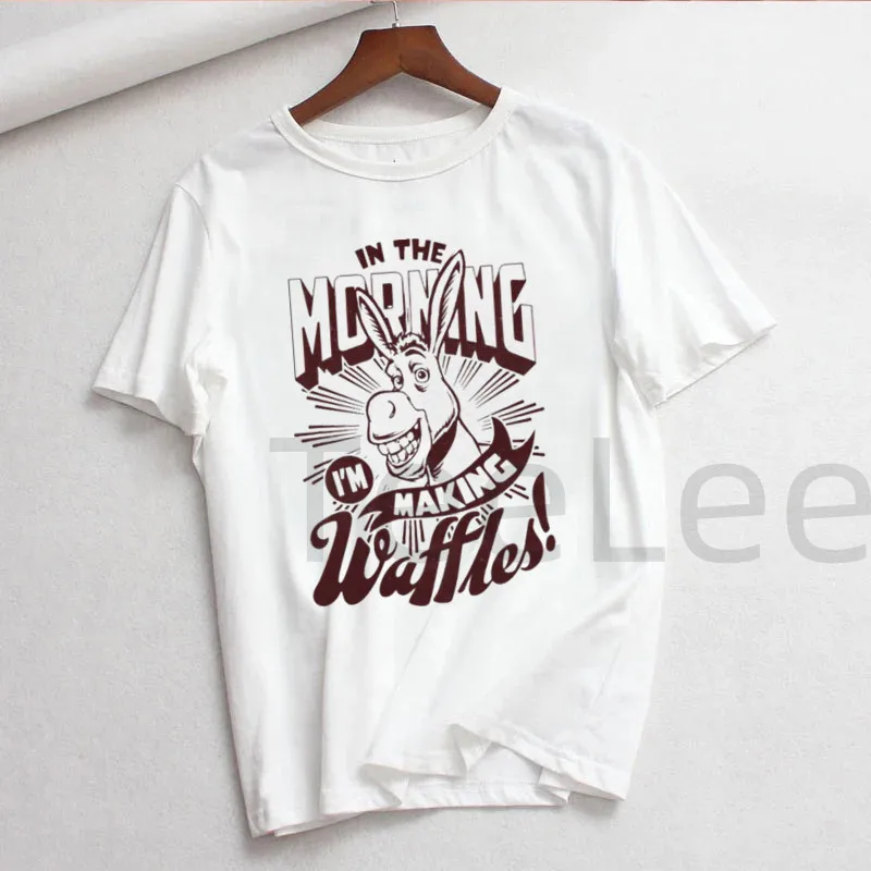 Women's T Shirt Donkey Tee Shirt Print Waffles Women Summer Ulzzang Casual Oversized T-Shirt Female Streetwear Tops Tees