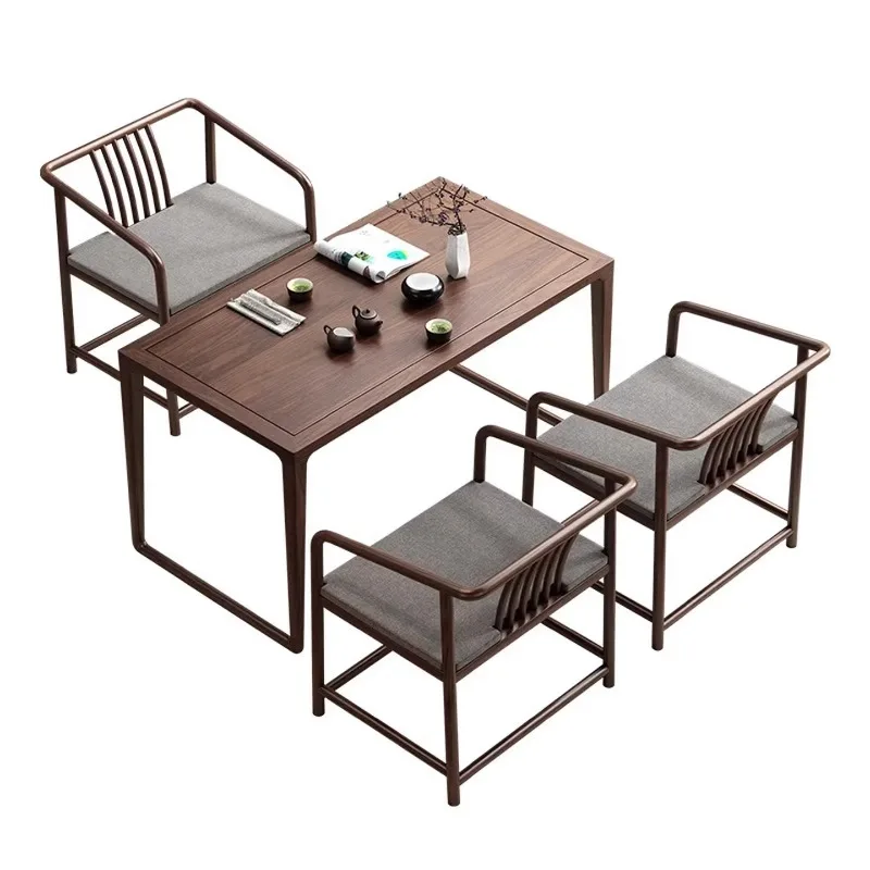 

New Chinese tea table and chair group Small apartment household black walnut balcony coffee table
