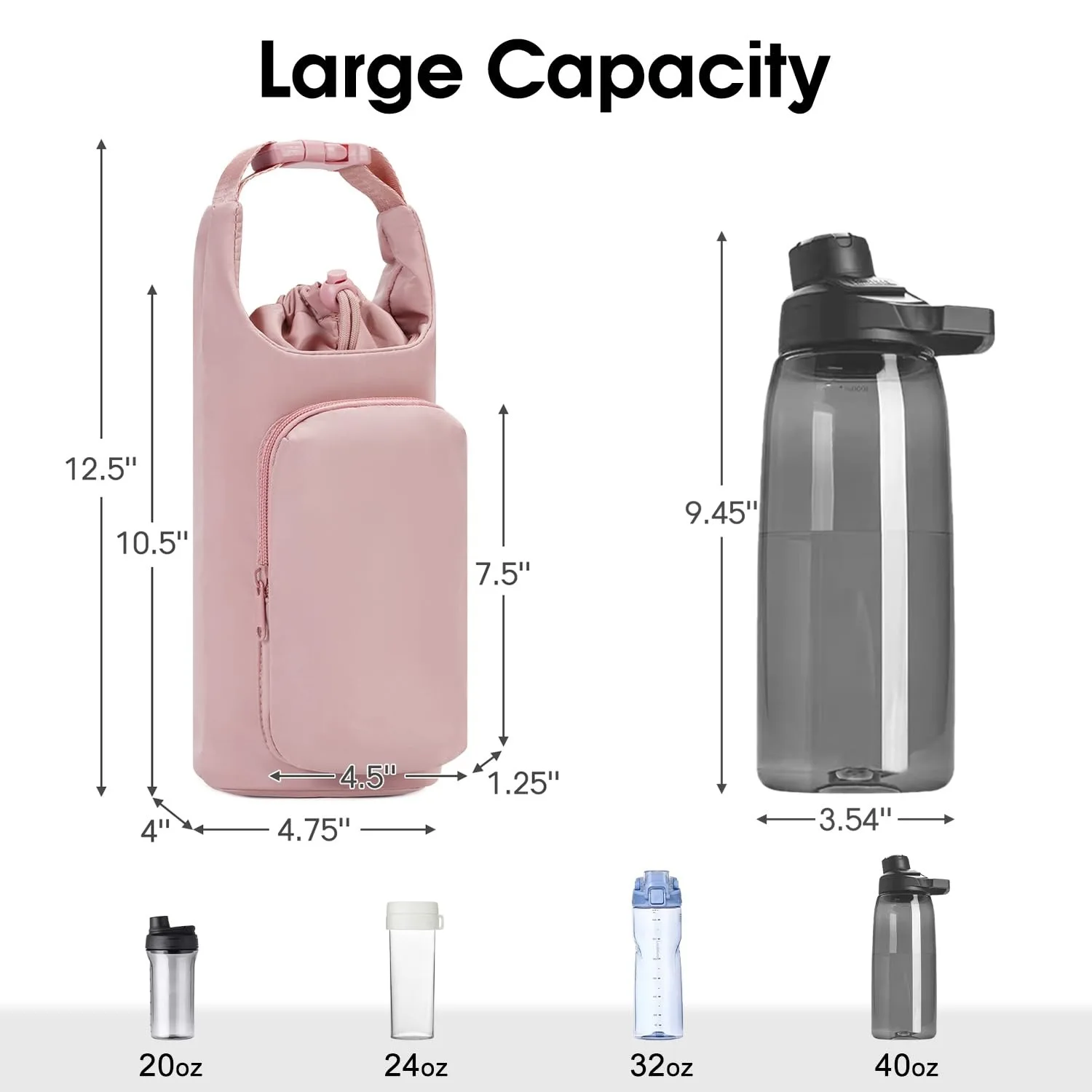 Portable Water Bottle Bag with Adjustable Shoulder Strap Thermal Vacuum Mug Cup Sleeve Cup Insulated Protective Cover