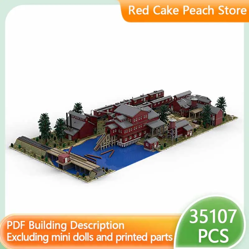 Street View Model MOC Building Panoramic View Of Sawmill Factory Modular Technology Gifts Holiday Assemble Children Toys Suit