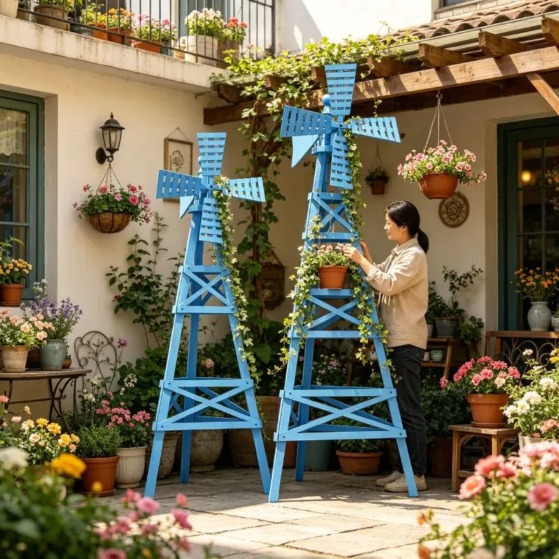 Decorative rose climbing vine shelf outdoor grape stand garden solid wood balcony flower stand