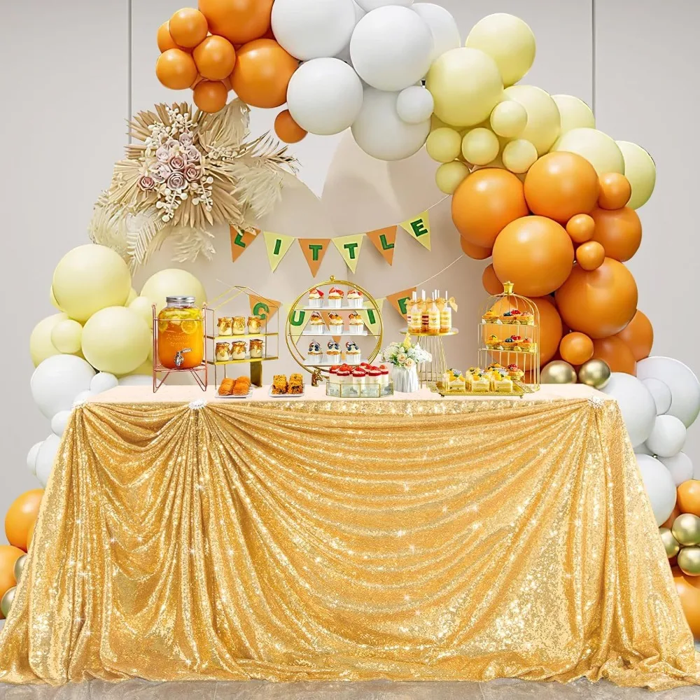 Creative Rectangular Party Sequin Tablecloth Solid Color Sparkling Table Linen Polyester Table Decoration Event