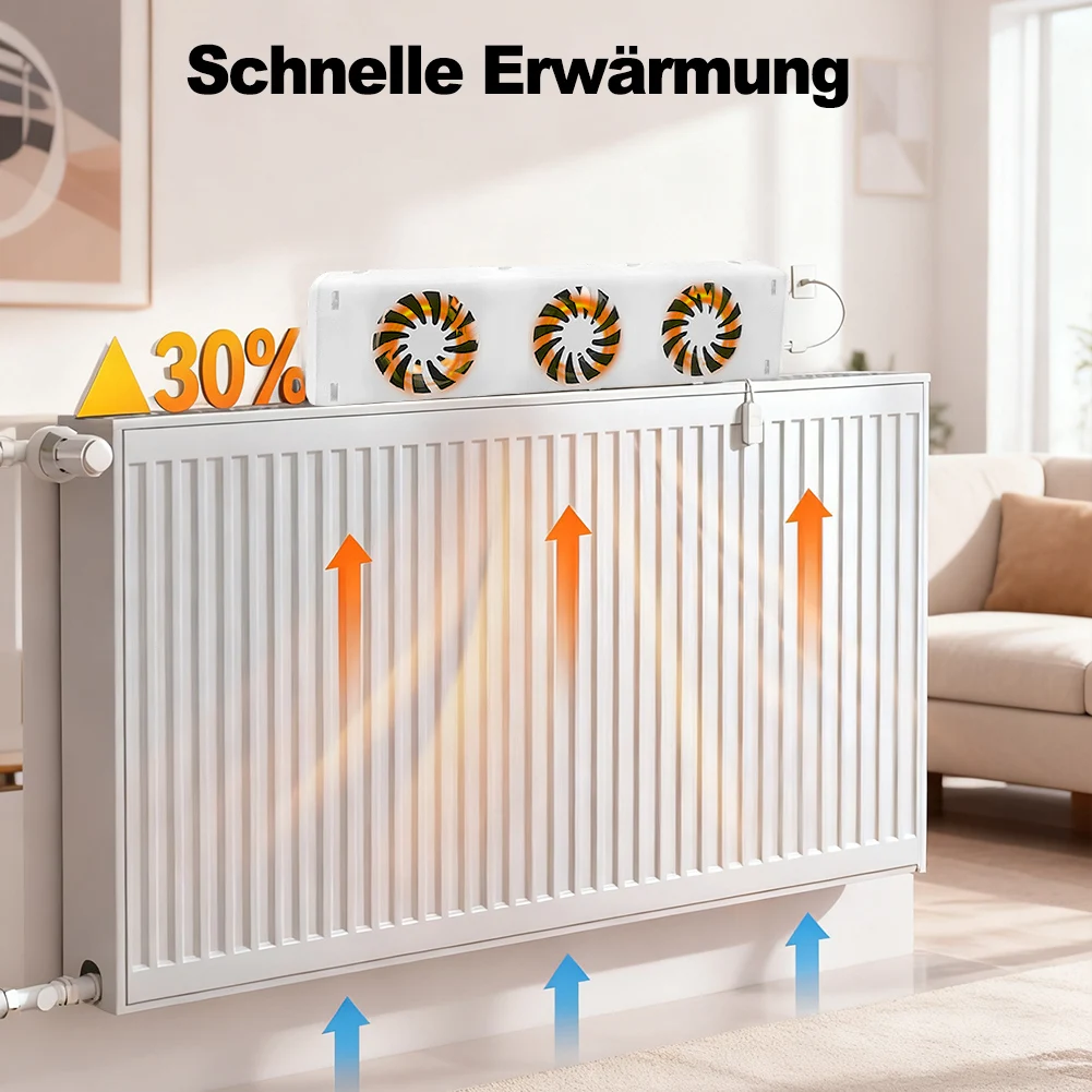 1set 3.0 Radiator Fan Airflow Rate Adjustment Booster Extension Set Ventilator Fan Automatic Energy-efficient Fan Heater