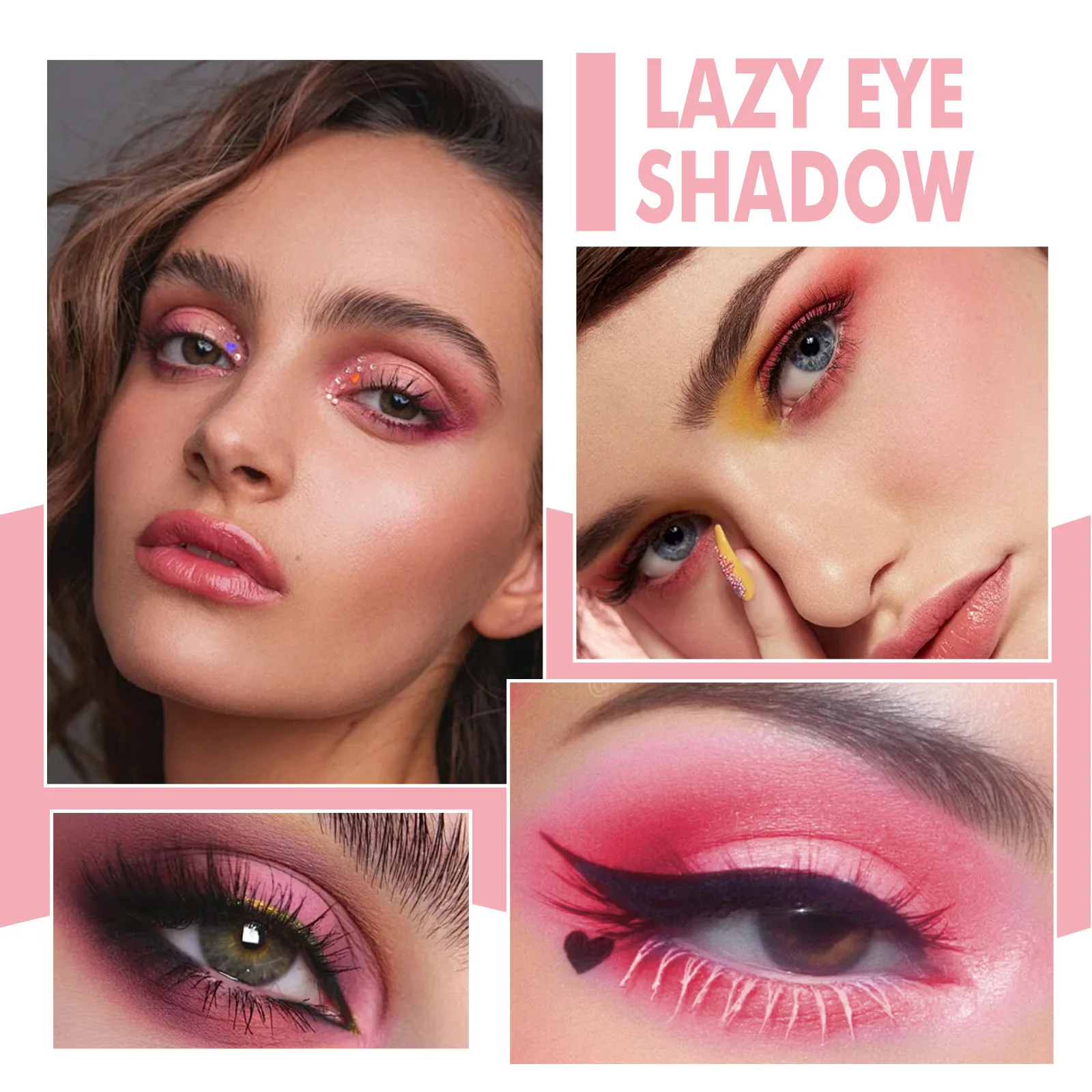 Double Color Lazy Eyeshadow with Mushroom Head Powder Puff Glitter Pearlescent Waterproof Long Lasting Charming Eyes Cosmetics