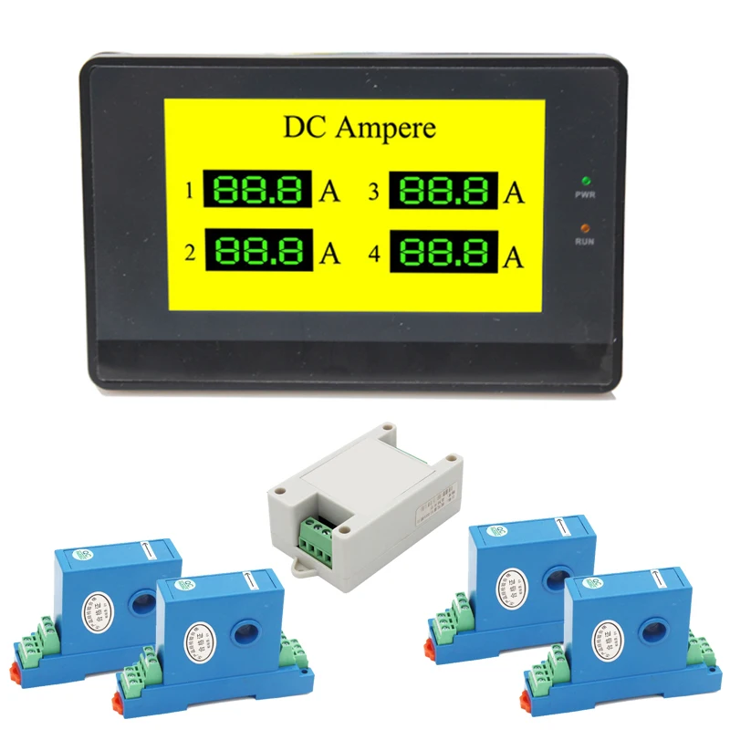 DC 0-20A,50A,100A,200A 4 channels ammeter DC ampere meter 4 ways current meter