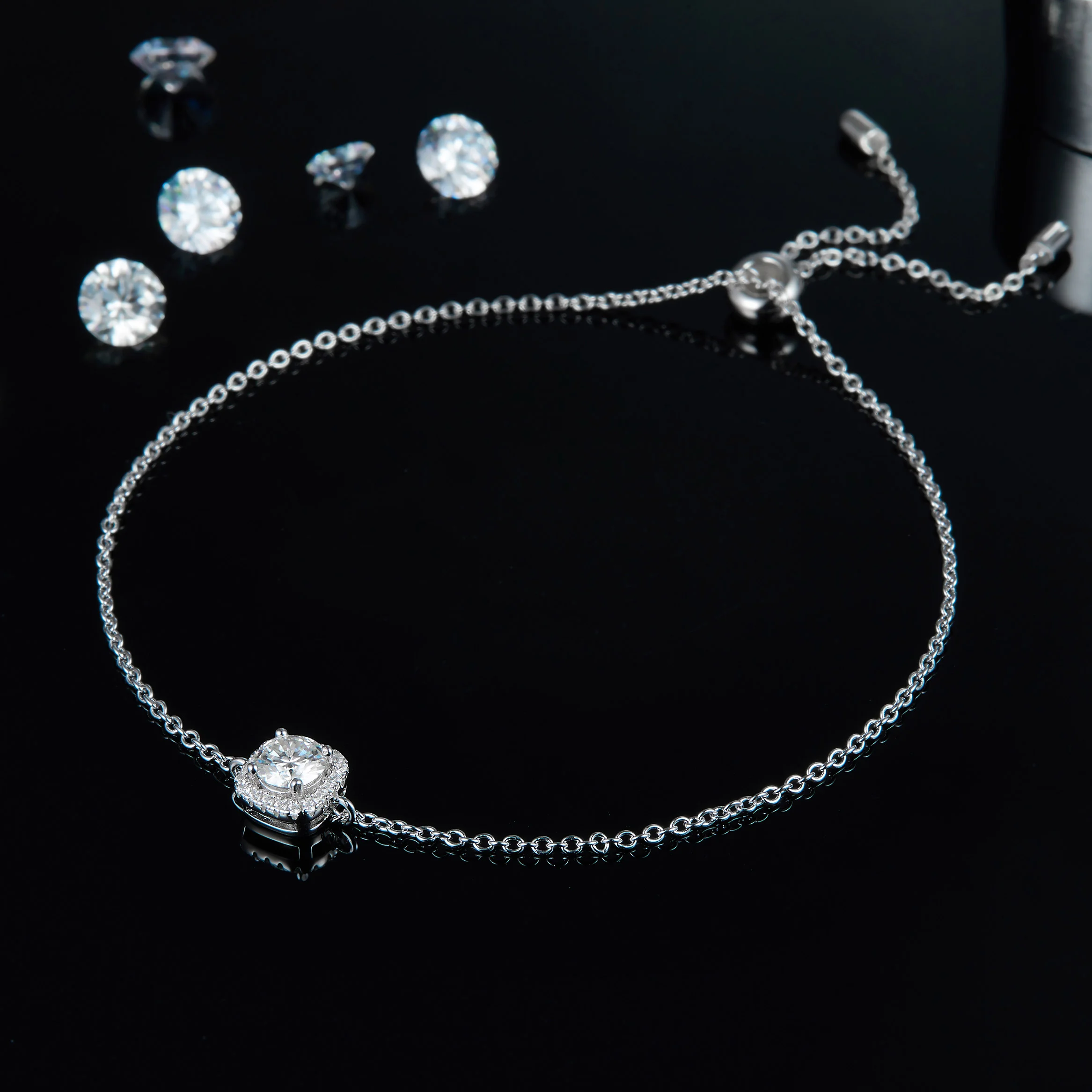 HanYu-Ensemble de bijoux en argent regardé 925 avec coussin, collier et boucles d'oreilles, forme carrée, coupe ronde, moissanite, bracelet, luxe, GRA