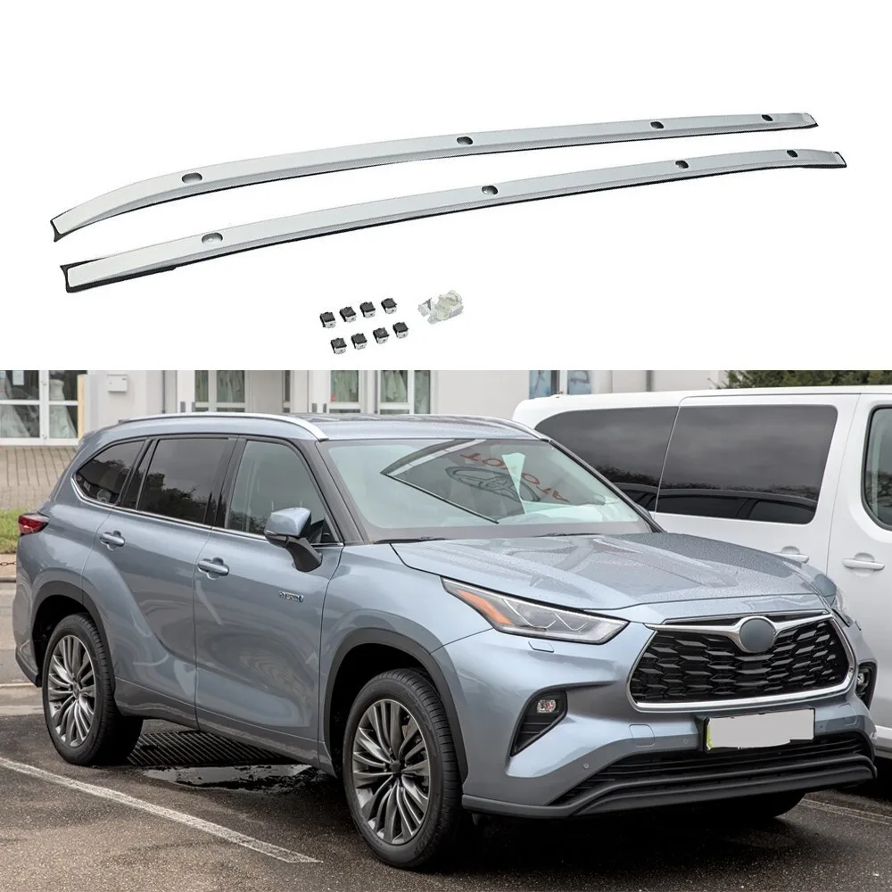 

2 шт. багажники на крышу подходят для Toyota Highlander Kluger 2020-2025, поперечные перекладины, багажник, серебристый алюминий