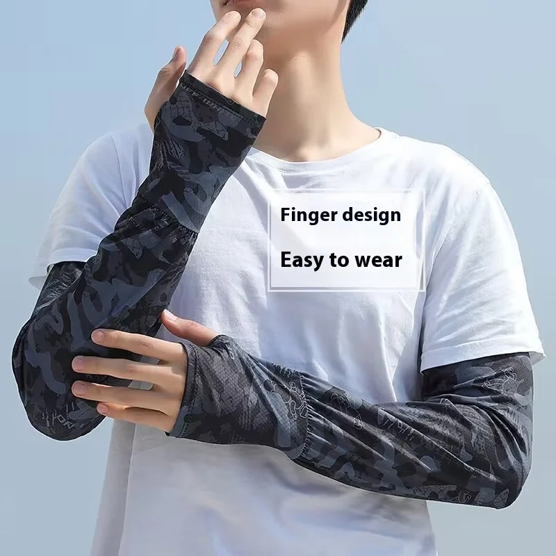 Mangas de brazo para hombre para deportes al aire libre ciclismo UPF 50+ protección UV refrigeración transpirable ajuste suelto manga larga verano