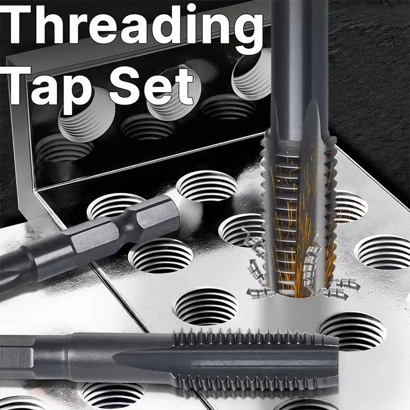 Set of 3 Taps M6 M8 M10 for Stainless Steel with Spiral Flutes and Nitrided Using For M35 High Speed Steel Construction