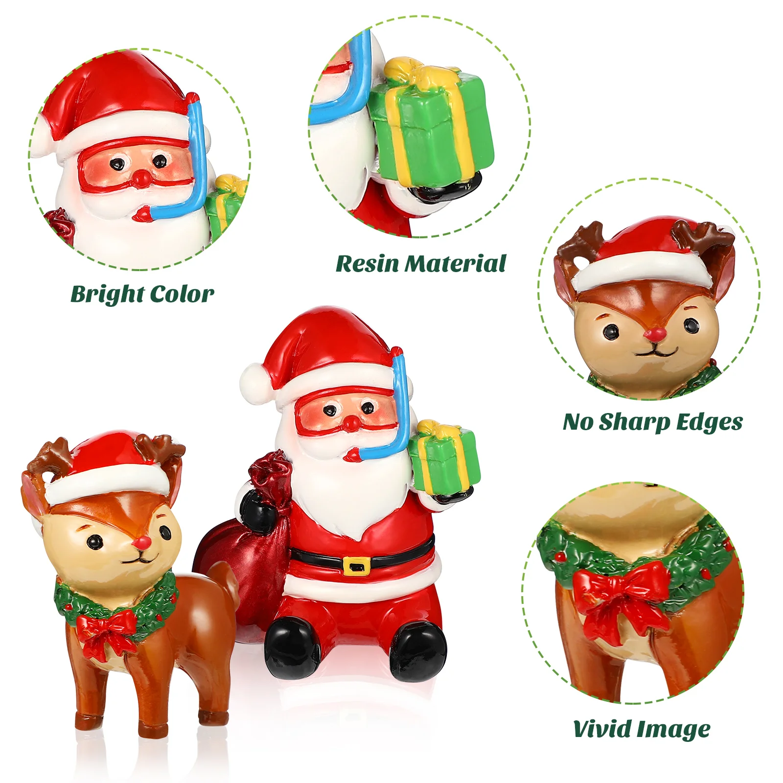 Aquarium Decoration Reindeer Santa Fish Tank Christmas Ornament Claus Decorations