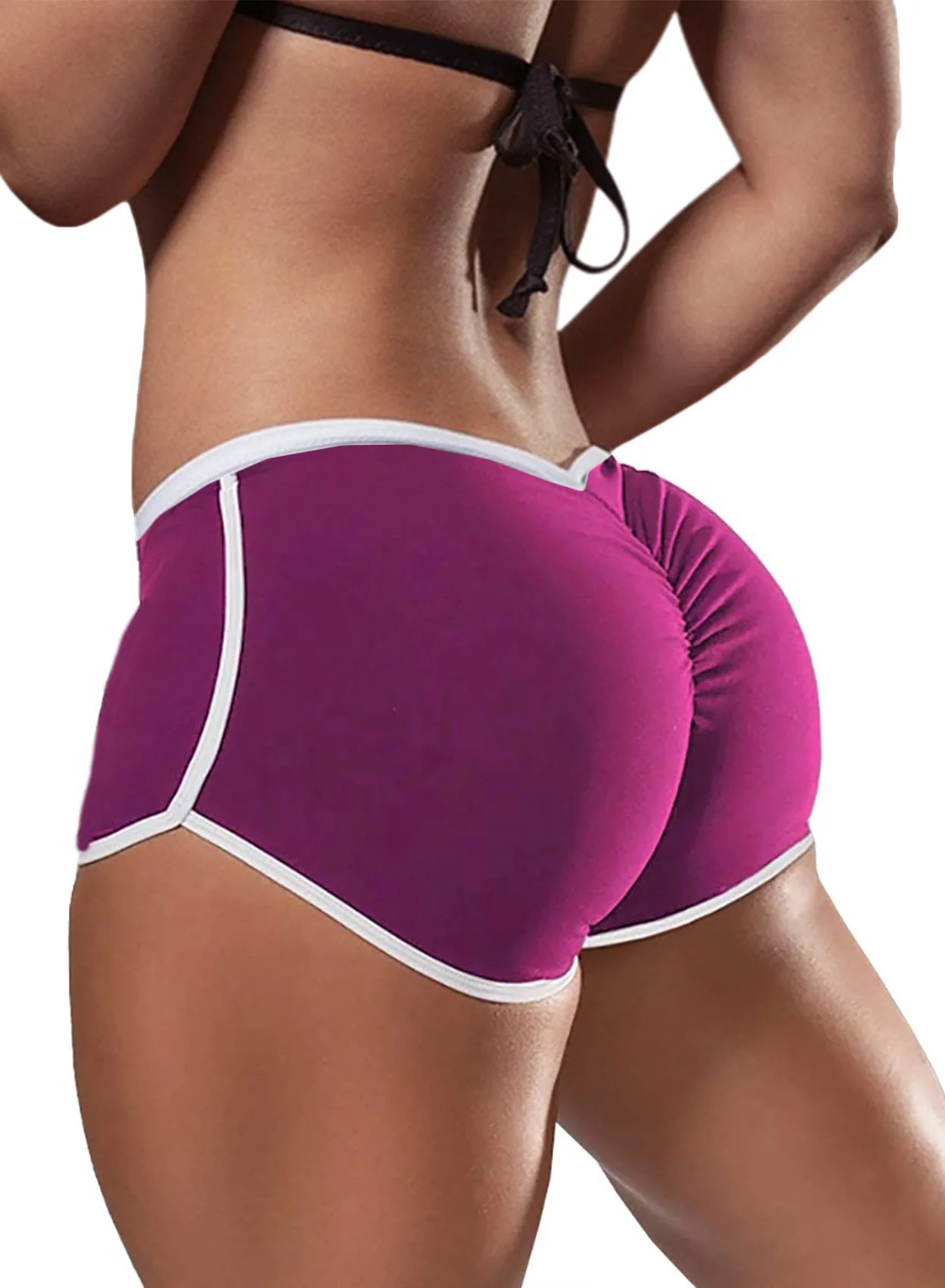 Pantaloncini elastici sportivi multicolori Pantaloni sportivi a vita bassa sexy di grandi dimensioni in tinta unita da donna Pantaloncini attillati per il sollevamento dell'anca NNRX