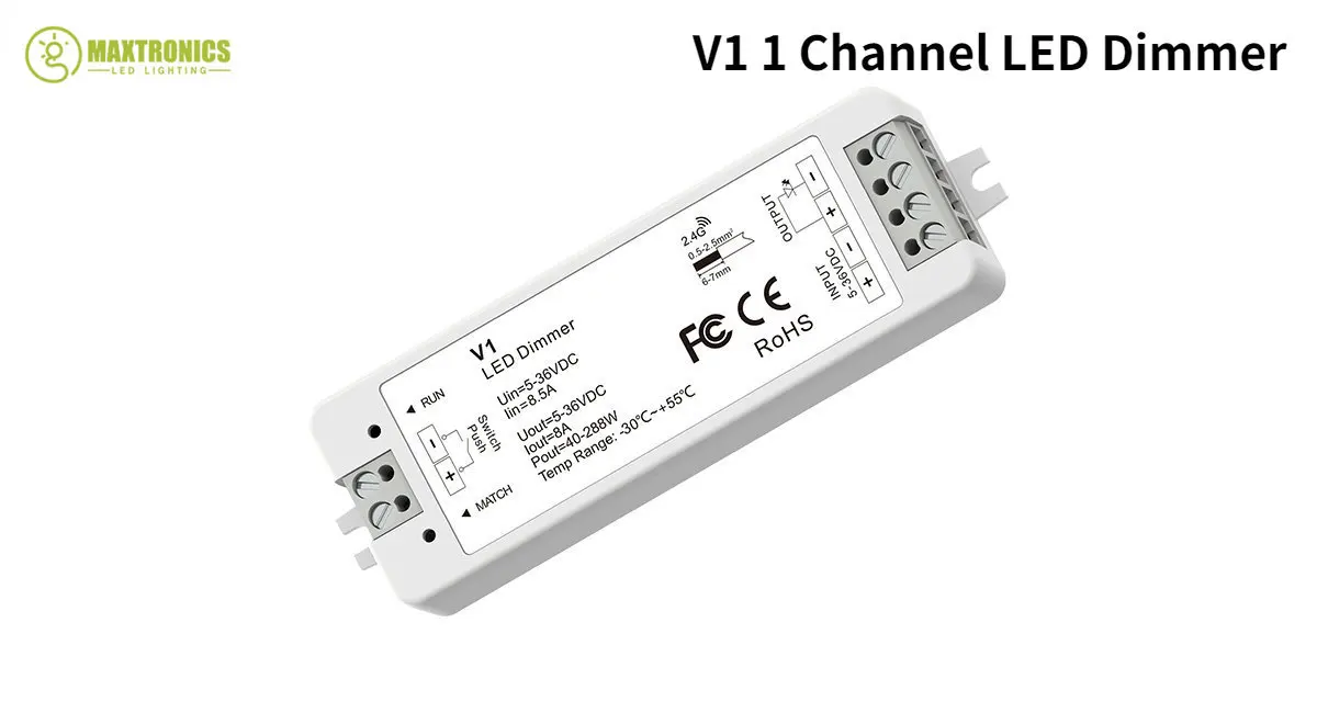 DC5 24V 36V 2.4G RF Wireless 1Zone LED Remote Controller+1CH PWM Constant Voltage LED Dimmer V1 For Single Color Led Strip Light