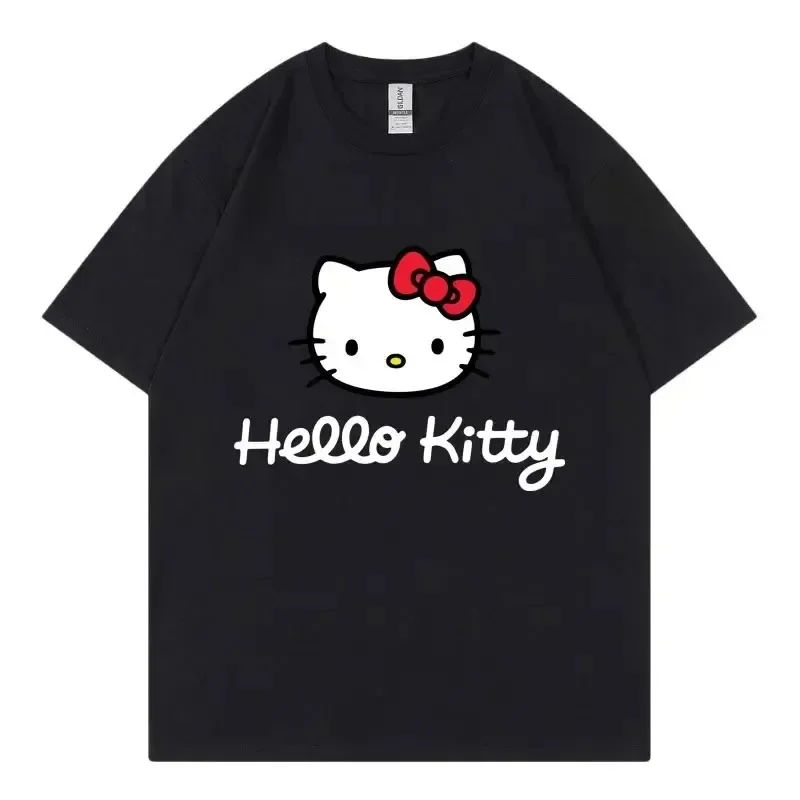 Hello Kitty Cartoon Anime Women T-shirt Summer Summer Hello Kitty Casual Short-sleeved Oversized Women T-shirt for Men Clothing