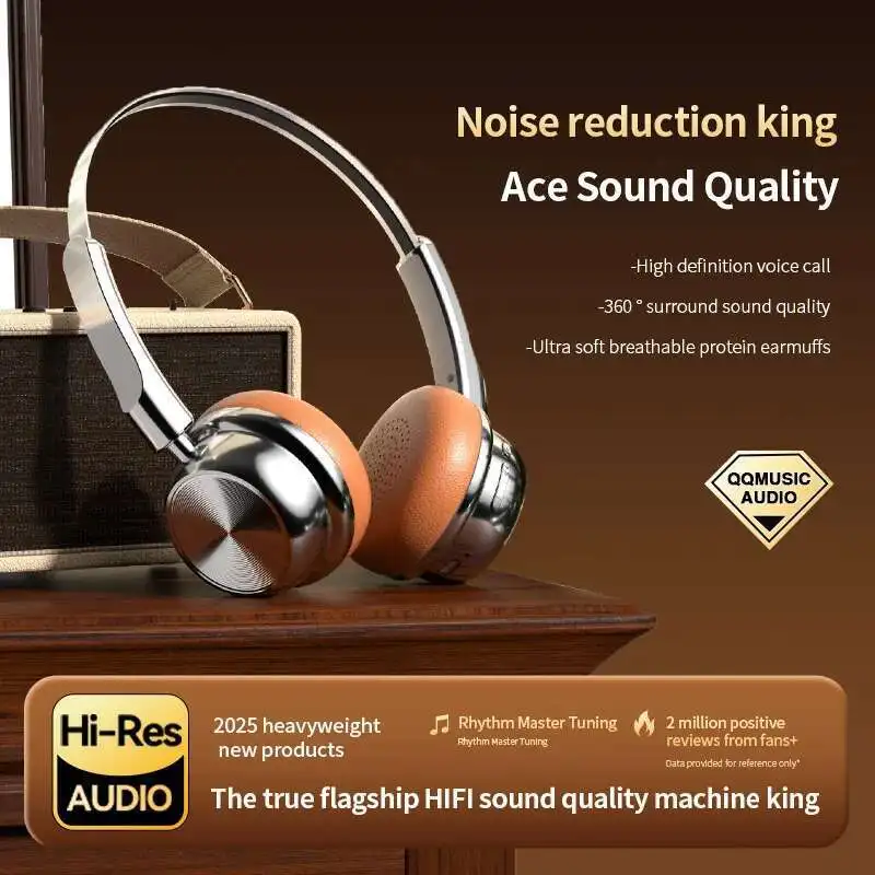 CR-20 新ヴィンテージファッション オーバーイヤーワイヤレスノイズリダクションヘッドセット レトロメイラードメタルBluetoothヘッドホン 学生向けギフト