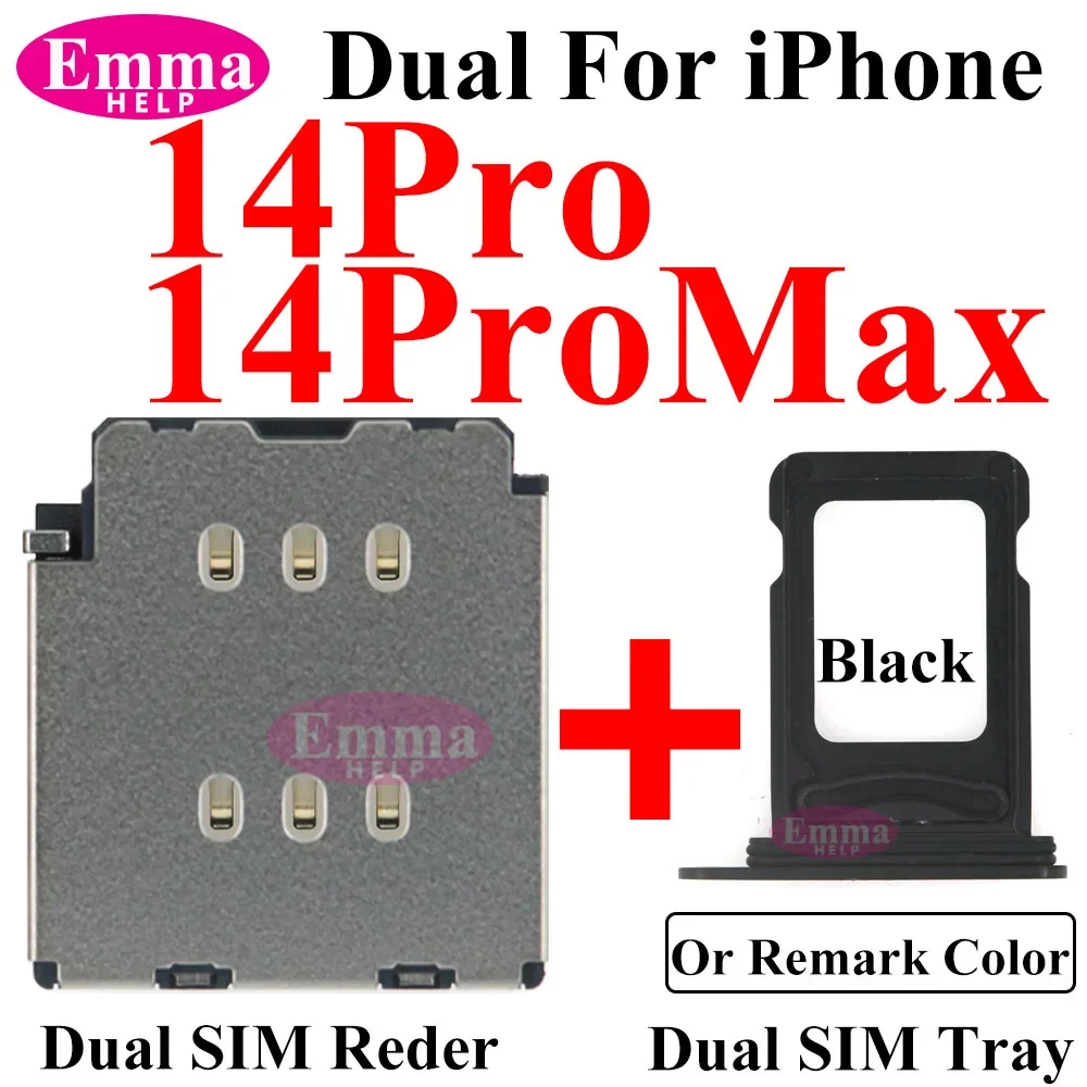 EmmaHelp 1set Dual Sim Card Reader Connector Flex Cable + Tray Slot Holder Adapter for iPhone 11 12 13 14 15 Pro Max XR XSMax