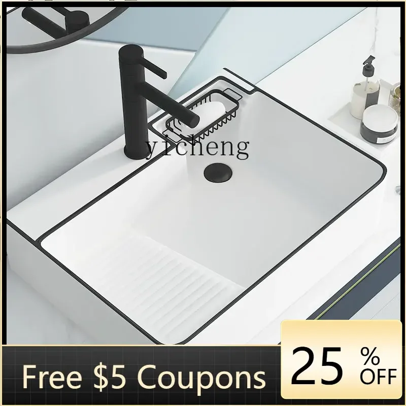 

A1 platform basin side drainage table laundry basin with washboard side launching basin ceramic