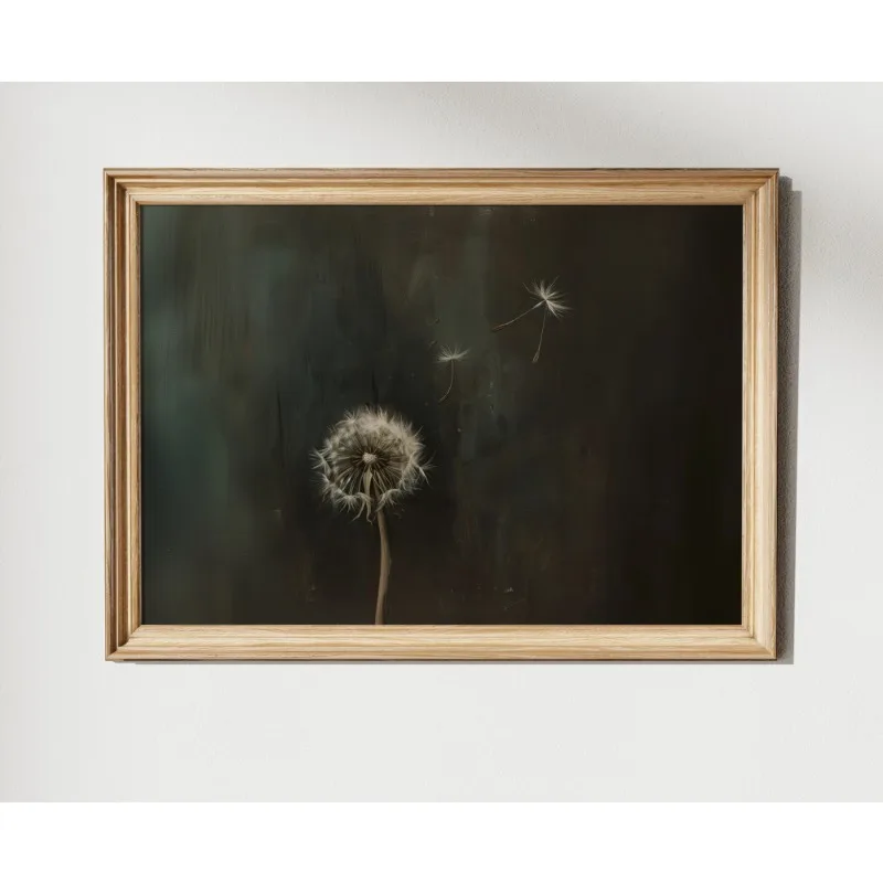 Vintage Dandelion Dark Flower Poster Gothic Floral Antique Canvas Painting Moody Wall Art for Living Room Home Decoration Mur