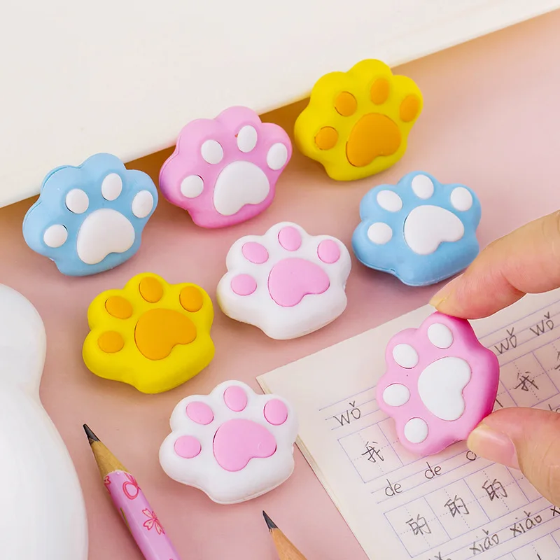 1 Piece Cute Kawaii Color Cat Claw Rubber Eraser Novelty Stationery Office and School Supplies