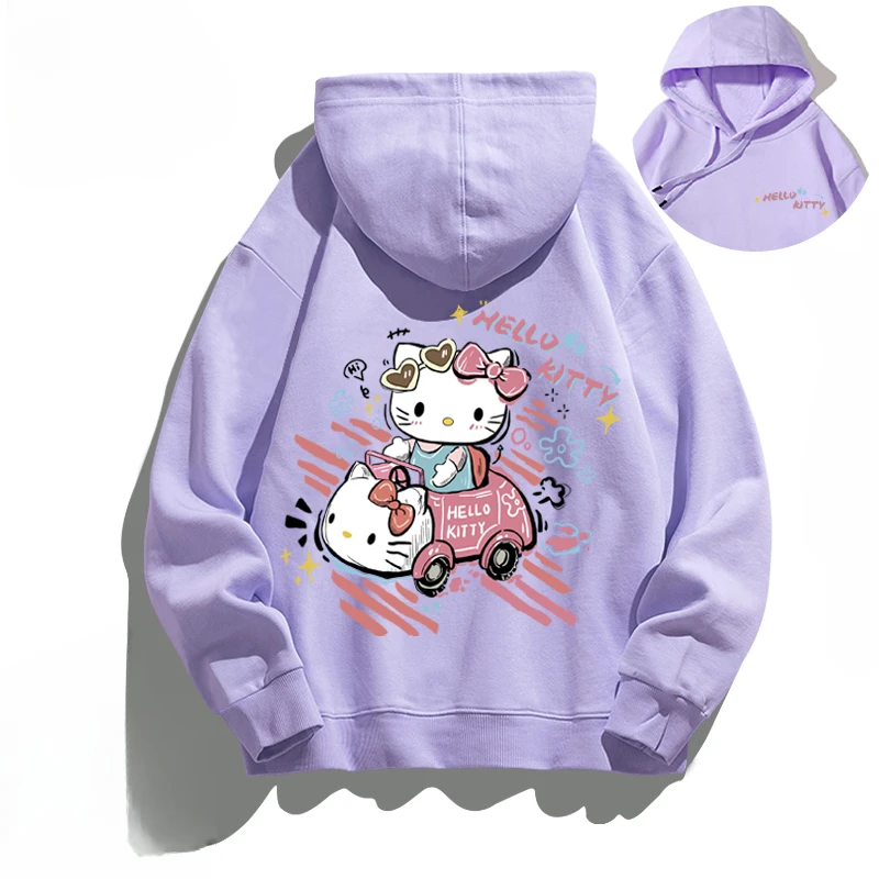 

Fashionable and cute Hello Kitty Cartoon Anime periphery Boys and girls hoodies Autumn and Winter Children's clothing hoodie