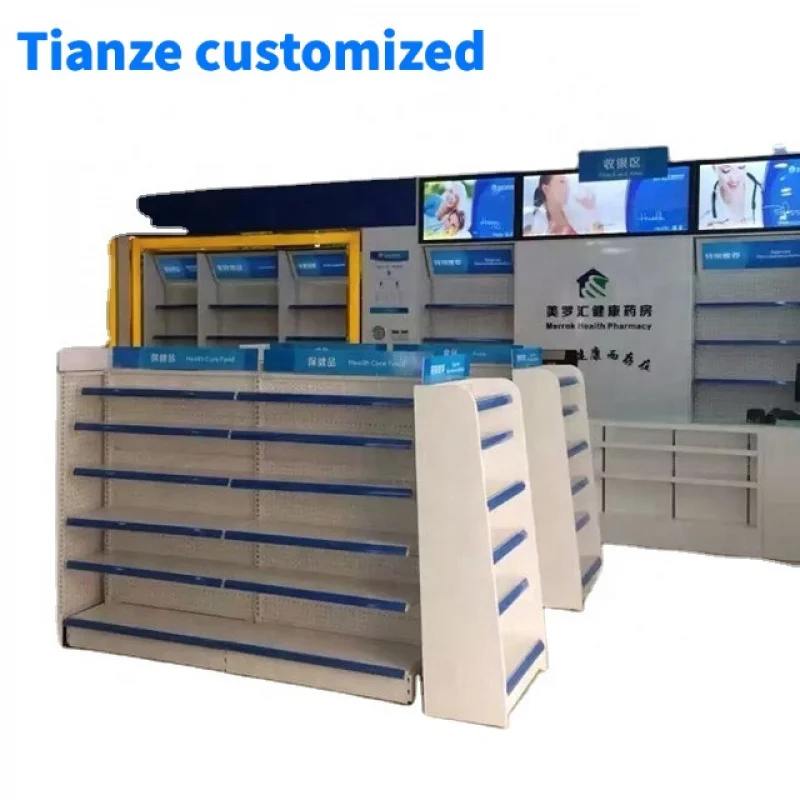 [Customized]Modern Steel Medicine Rack Pharmacy Shelves Pharmacy Shop Interior Design