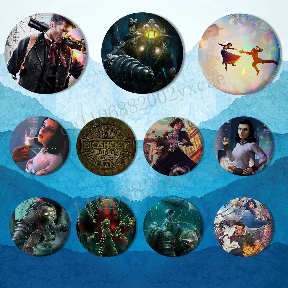

Elizabeth Booker BioShock 4 HD Print 58mm 44mm Lapel Pins Pretty Derby Round Display Brooches Brooch Badges