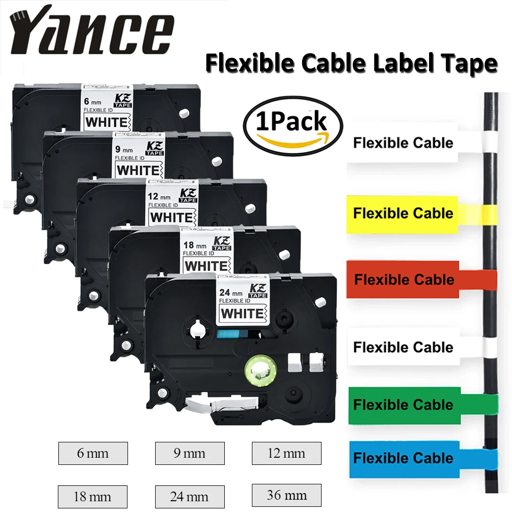 6/9/12/18/24mm TZe-FX231 Flexible Cable Label Tape Compatible Brother p-touch printer Flexible ID Label tze-fx231 for Wire Flag