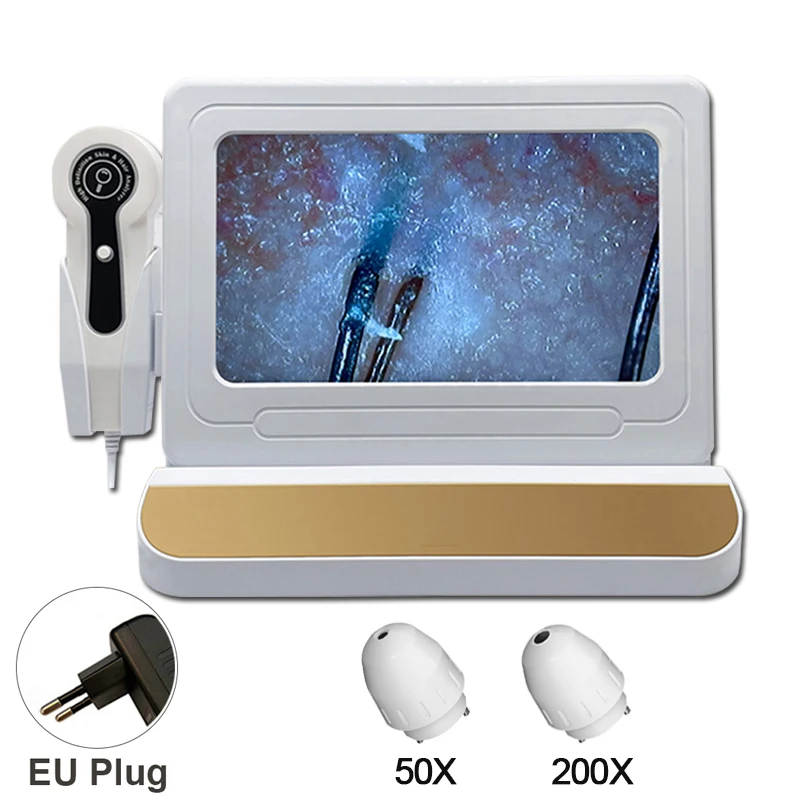 200/50x Huid Haar Hoofdhuid Detector Dermascope Voor Huid Scanner Machine Digitale Microscoop Hd Haarzakjes Huid Analyzer 10 Inch - afbeelding 1