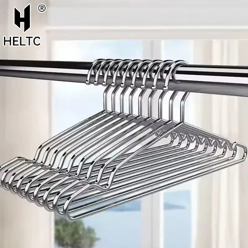 10pcs/set Stainless Steel Clothes Hanger For Dresses T-Shirts Coat Sweater Wardrobe Storage Organizer Drying Rack