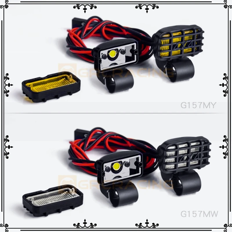 GRC 1:8/1:10 RC Car Spotlight Remote Control Model Car Simulation Searchlight 17mm Rectangular Spotlight with Lampshade G157MW/Y