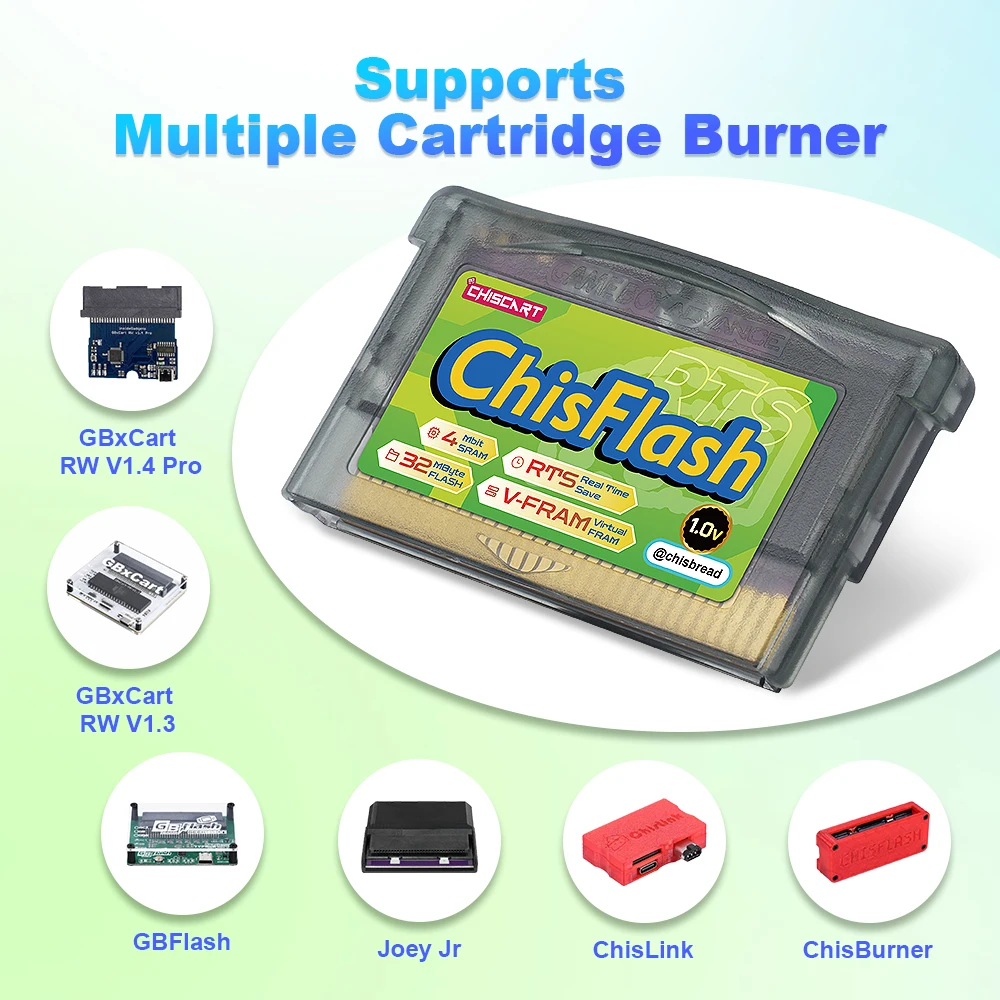 For GBxCart ChisBurner ChisFlash 1.0V Virtual FRAM Real-time Save Flash Cartridge Compatible NDS NDSL GBA GBASP GBM Console