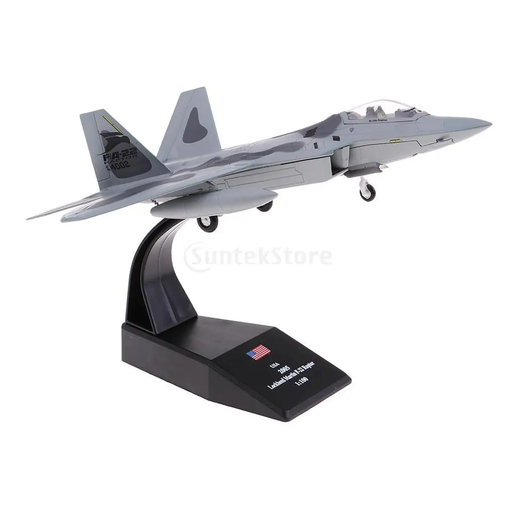 1:100 F-22 Fighter Metal Airplane Mode Aircraft for Collections Home Desk Top Decoor