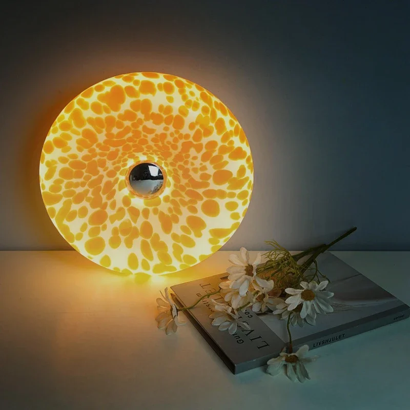 SANDYHA Nordic Style Donut Shaped Desk Lamp Glass Lampshade Bedroom Bedside Light for Living Room Decor Study Lighting Fixtures