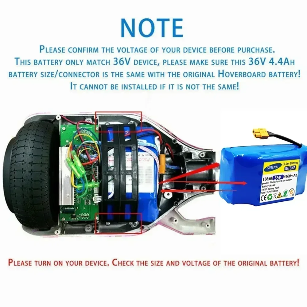 Batterie lithium-ion aste, 36V, 12000mAh, 12Ah, pour scooter électrique, hoverboard, monocycle auto-sinc